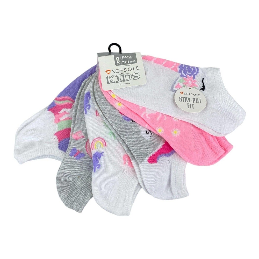 Sof Sole Unicorn 6Pk No Show Socks Small